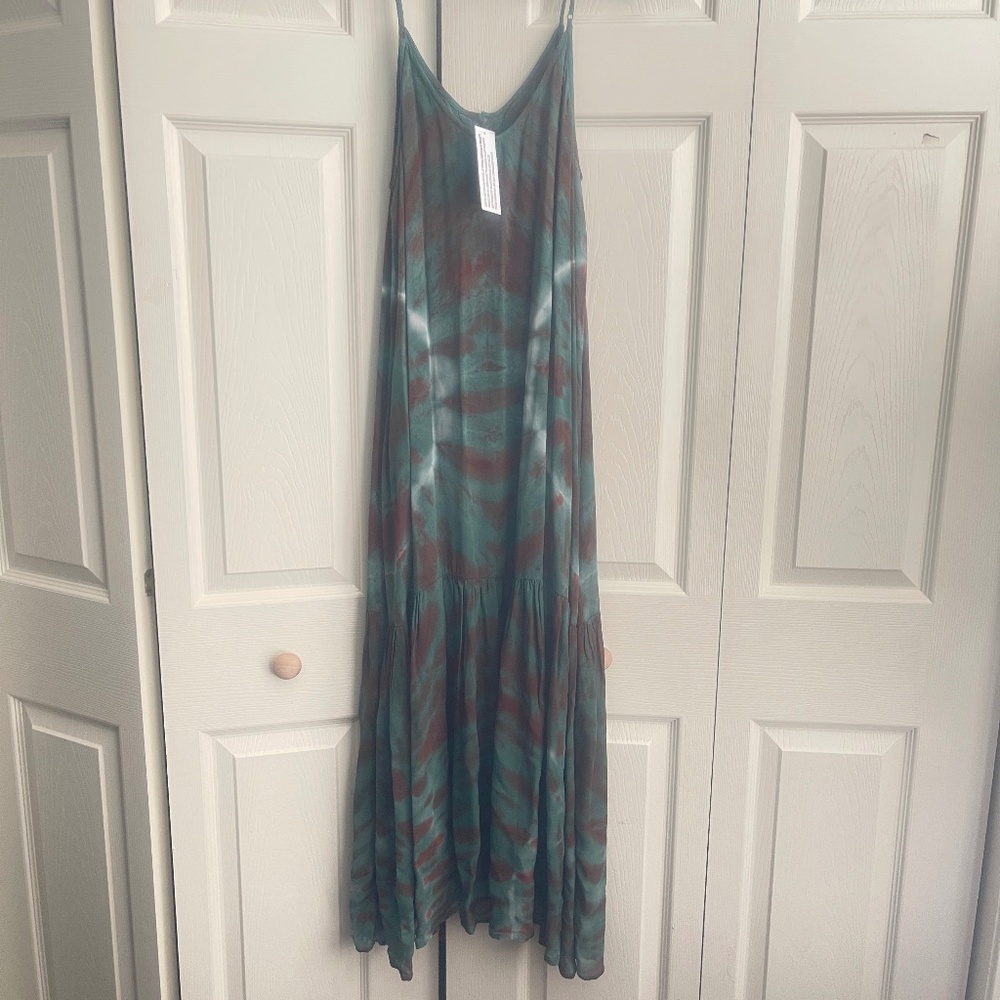 Young Fabulous & Broke Teal and Brown Tie-Dye Maxi Dress
